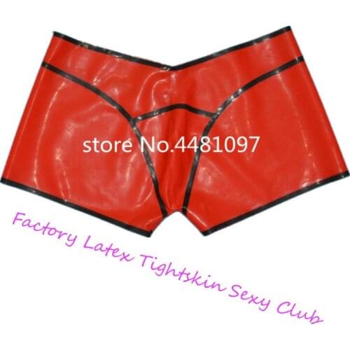 Sexy Latex Rubber Men Box Panties Unique Sheath Shorts Underwear Club Wear sex panties without Zip
