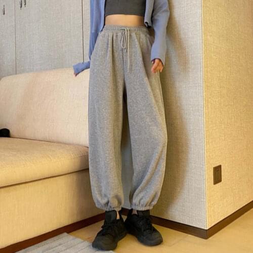 Gray Sweatpants Womens Loose Autumn High Street Fashion Long Pants Women Plus Size Oversized Streetwear Casual Baggy Pants C7553