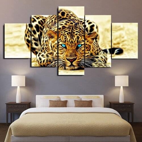 Canvas Painting Animal Poster and Print Leopard 5 panels / set Wall Pictures for Living Room Posters and Prints Decor Unframed