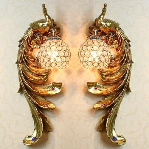 Modern LED Wall Lamp for Home Decoration,corridor Aisle Living Room Background Wall Light Peacock Creative Resin Decor Fixtures