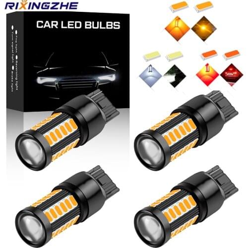 RXZ 12-24V DC 1PC T20 W21W W21W/5W 7440 7443 5360 5730 33SMD 7444NA LED For Brake Lights Canbus Turn Signal Lights Tail Lights