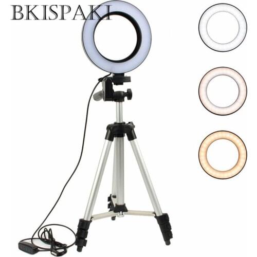 Photography LED Selfie Ring Light 26cm Three-speed Stepless Lighting Dimmable With Cradle Head For Makeup Video Live Studio