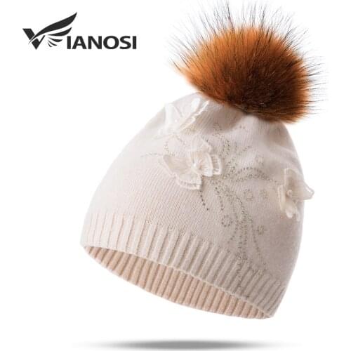 Женские шапки с помпонами VIANOSI China At AliExpress