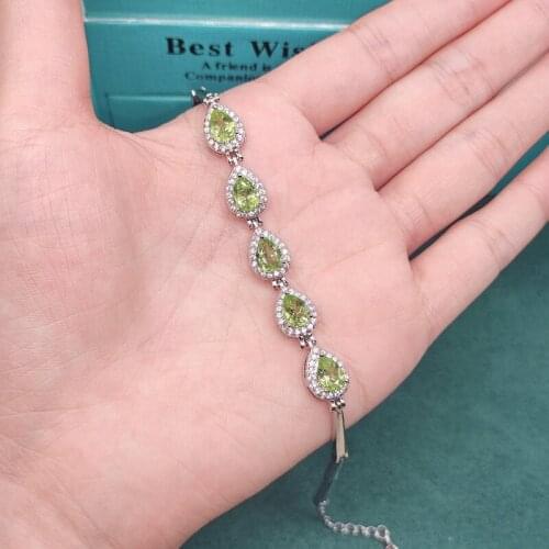 New Arrival 925 Sterling Silver Silve Women Classic Jewelry Holiday Gift Clear Olivine Cubic Zircon Bracelet& Bangle Wholesale