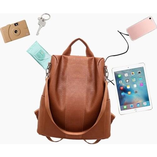 Woman Anti-theft Backpack Bag Casual Wild Soft Leather Dual-use Small Backpack Solid Fashion Casual Woman packet Hot Sale