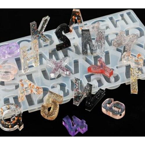 1=36 Crystal Epoxy English letter Pinyin Alphabet Silicone Mould DIY Handmade Jewelry Resin Digital Pendant Pendant Model
