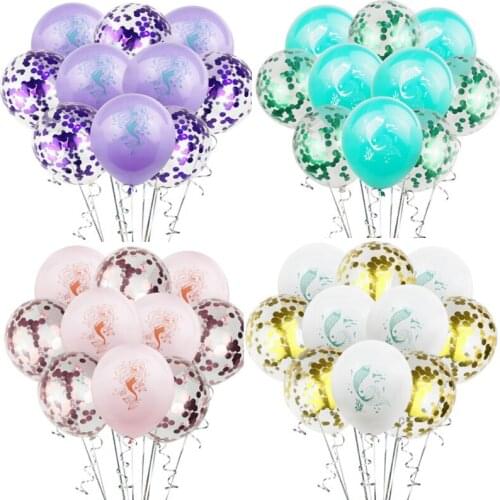 12 inch mermaid princess Them printing balloon Weeding Happy Birthday Party Decoration Kid Shower Sequins Confetti Latex Balloon