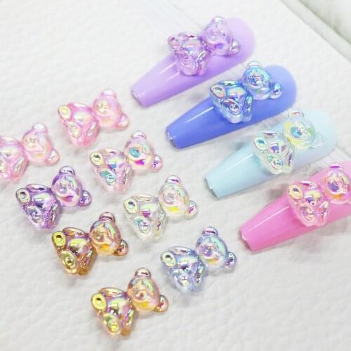 12Pcs Mixed Color Bear Gummy Kawaii Nail Art Decorations For Polish Gel DIY Manicure Ornaments Design Nails Accessories RK140158