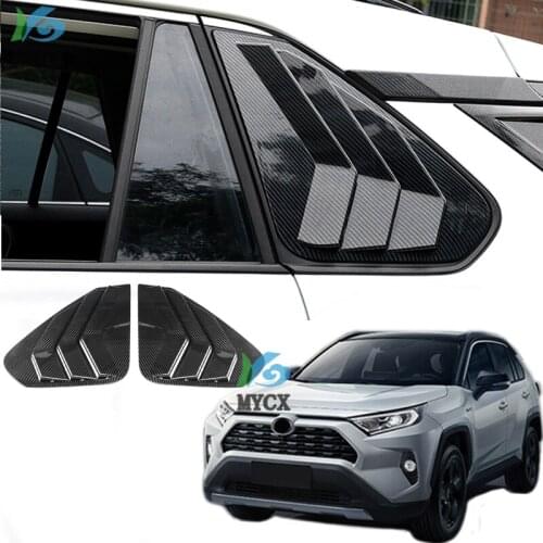 2PCS ABS Carbon Fiber Car Window Triangle Trims Styling For Toyota RAV4 RAV 4 XA50 2019-2020