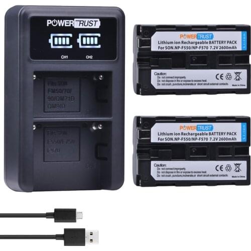 2Pcs NP-F550 NP F550 NPF570 Camera Battery +LED USB Dual Charger For Sony CCD-TRV81 CCD-RV100 RV200 CCD-SC5 CCD-SC9 CCDTR1 TR215