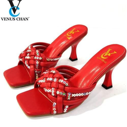 2021 Offics Lady Nigerian Women Shoes in Red Color High Quality Elegant Style African Women Shoes for Wedding Party
