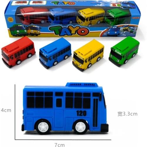 4pcs/set Cartoon Mini TAYO Bus Modle Kid Educational Toys The Little Bus Korean Anime Model Buses for Kids Christmas Gifts