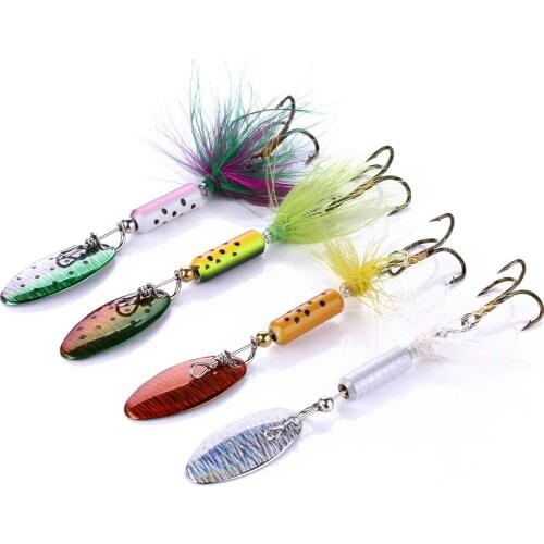 HENGJIA 4pcs Spinnerbait Spoon Lure 6.5cm 3.5g Hard Bait Fishing Pesca Artificial Fishing Tackle