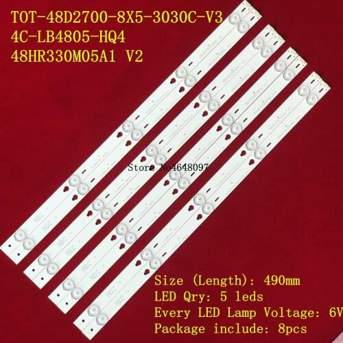 48" TV LED Backlight Strip For 4C-LB4805-HQ4 TOT-48D2700-8X5-3030C-V3 4C-LB4805-YHEX1 4C-LB4805-YHEX2 48HR330M05A1 V2