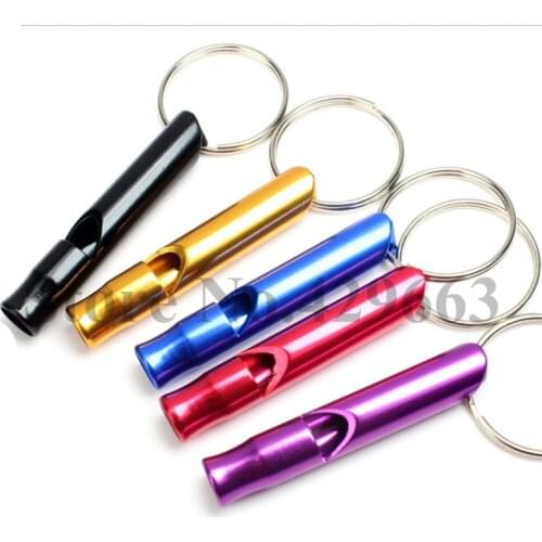 6pcs/lot Aluminum Alloy Whistle Keyring Keychain Mini For Outdoor Emergency Survival Safety Sport Camping Hunting