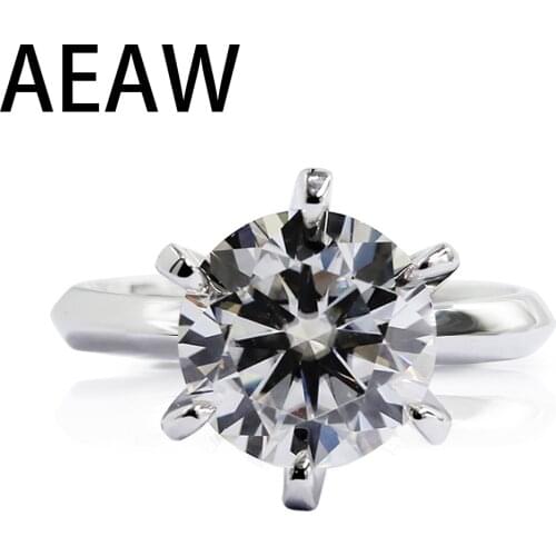 AEAW 1.0ct 3ct 5ct DF Round 18K White Gold Plated 925 Silver Moissanite Rings Diamond Test Passed Jewelry Woman Girlfriend Gift