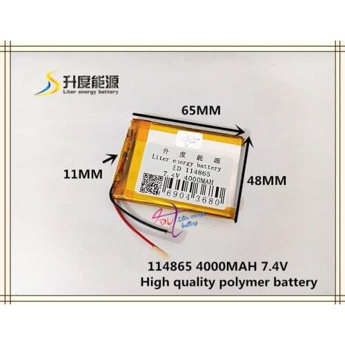 7.4V 4000mAH 114865 Polymer lithium ion / Li-ion battery for POWER BANK tablet pc mp3 mp4 cell phone speaker