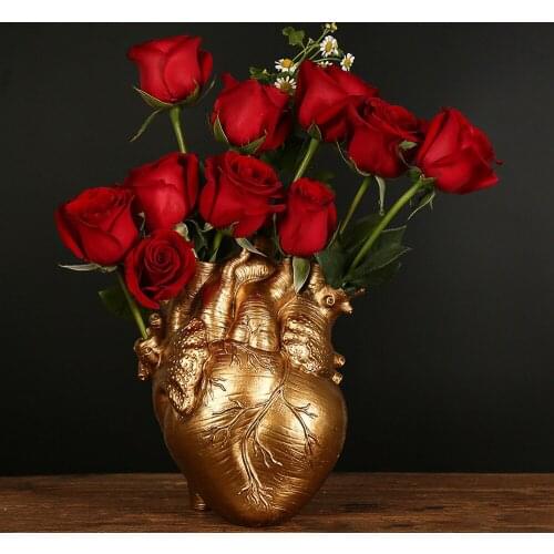 Anatomical Heart Shape Flower Vase Nordic Style Flower Pot Art Vases Sculpture Desktop Plant Pot for Home Decor Ornament Gifts