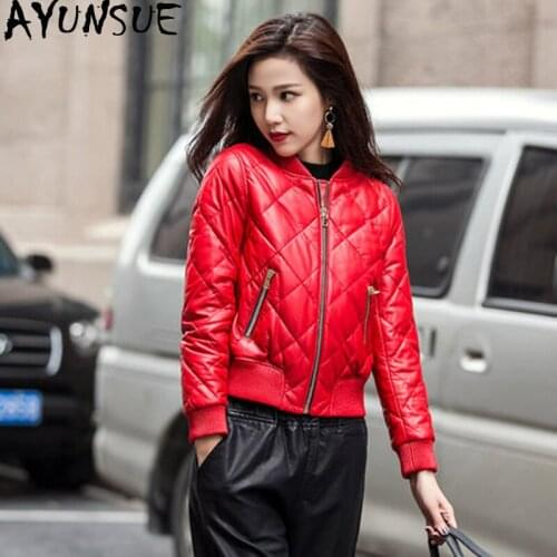 AYUNSUE Genuine Leather Jacket 2020 Real Sheepskin Coat Female Down Jacket Winter Jacket Women Streetwear Baseball Jackets