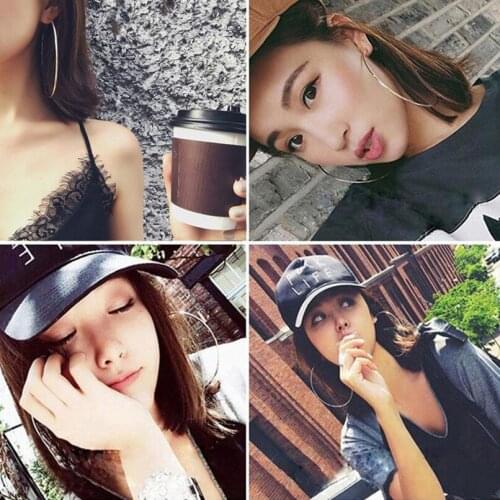 30/40/50/60 mm Punk Big Earrings for Women Fashion Jewelry 2021 Trendy New Female Korean Drop Unusual Stainless Steel Earrings