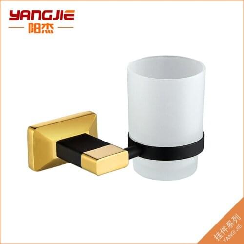 Black gold bathroom products wall-mounted copper toothbrush cup on behalf of luxury bathroom hardware
