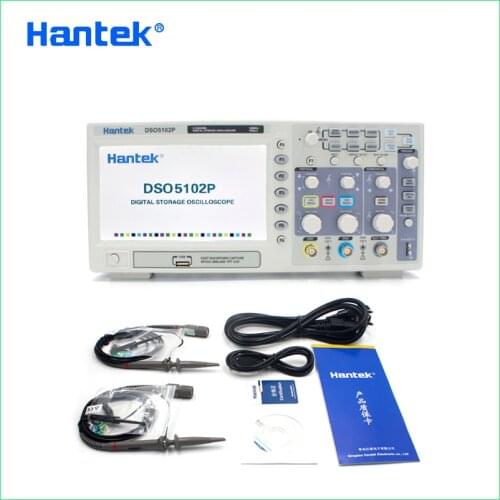 Hantek DSO5102P Digital Oscilloscope Portable 100MHz 2Channels 1GSa/s Record Length 40K USB LCD Handheld Osciloscopio 7 Inch