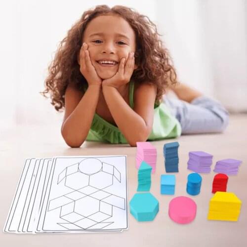 Montessori Kids Wooden Tangram Puzzle Geometric Shapes Puzzles Jigsaw Block Sorting for Boys Girls Age 3+ Years Old
