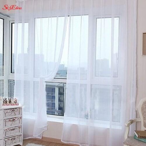 European And American Style White Window Screening Drape Panel Sheer Tulle For Living Room Bedroom Organza Silk Arches 5Z-MM267