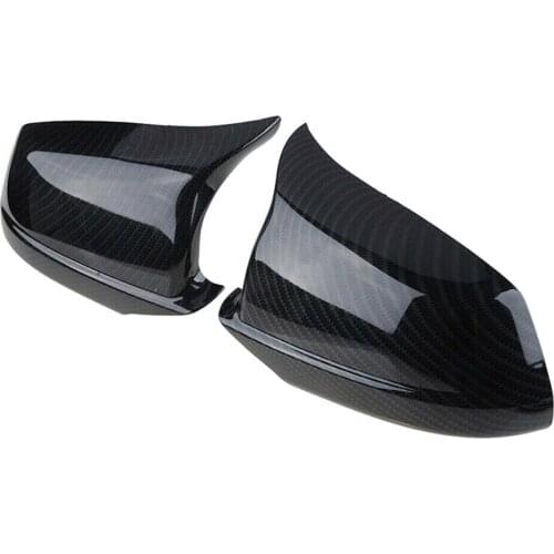 Pair Carbon Fiber Side Door Mirror Cover Caps For BMW 5-Series F10 F11 2011-2013
