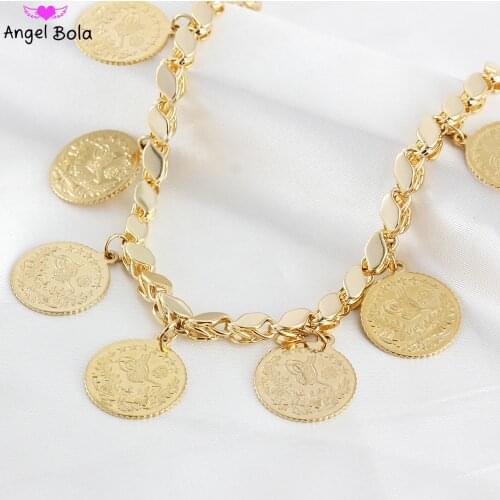 Islam Muslim Gold Jewelry Fashion Luxury Coin Womens Bracelet Gift Party Event Accessories Wholesale