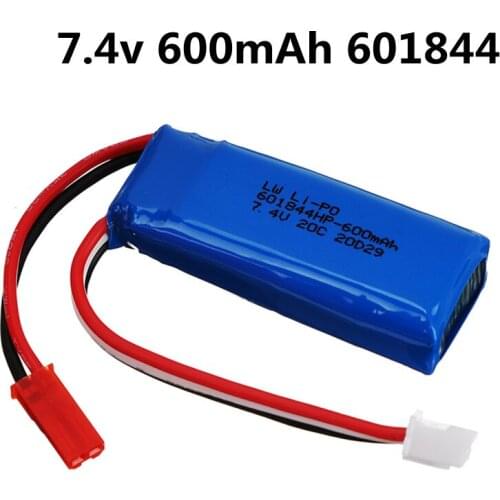 7.4V 600mAh 20C Lipo Battery for WLtoys K969 K979 K989 K999 P929 P939 RC Car Parts 2s 7.4v 601844 Battery jst plug