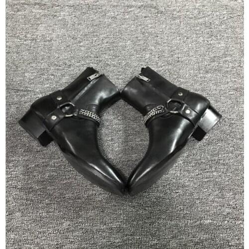 Mens Shoes Paris Wyatt 40 Chain Harness Chelsea Boots Black Genuine Real Leather