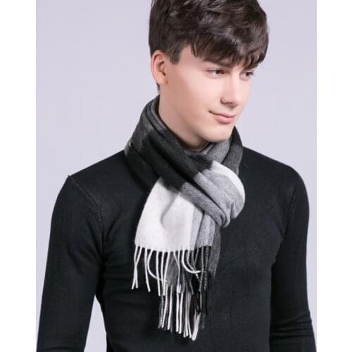 Man Wool Scarf for Winter Warm Neckerchief Plaid Tassels Wraps and Shawls Echarpe Homme Bufanda Hombre Soft Warm Winter Scarves