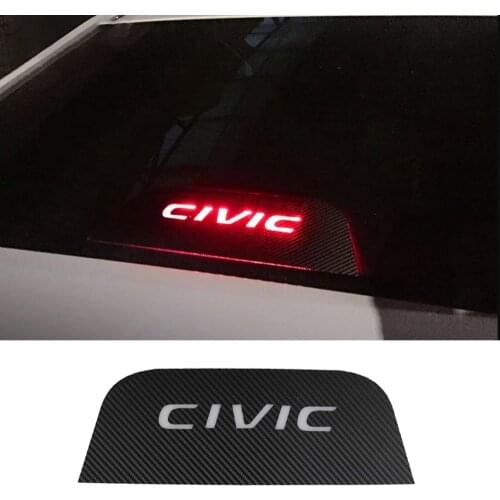 For Honda Civic 10th Gen 2016-2020 Carbon Fiber Sticker Car Brake Lights Decorative Cover Trim 3rd Stop Lamp Sticker Accessories