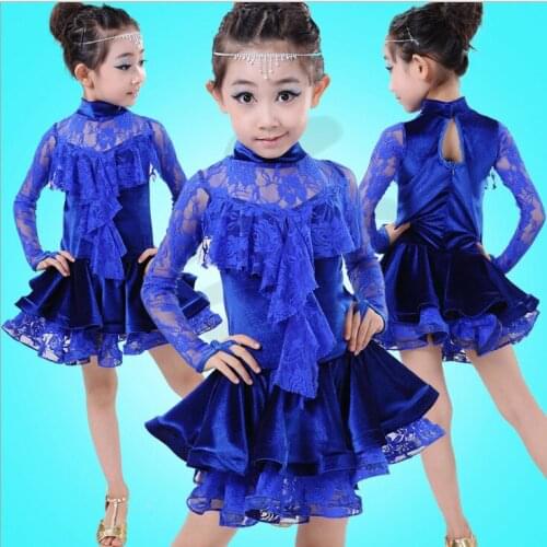 Latin Dance Dress For Girls Lace Top&Skirt Dance Wear Vestido De Baile Latino Kids Dance Costumes Practice/Competition Dresses