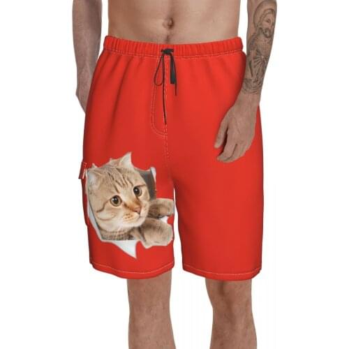 Beach Breathable Quick Dry Novelty Cat lovers Sports Australian Sub Fog Cat Hawaii Pants
