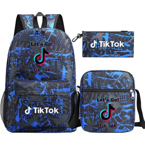Hot Tik Tok Backpack 3pcs/set School Bags for Girls Boy Laptop Travel Knapsack Women Rucksack Shoulder Bags Pen Case