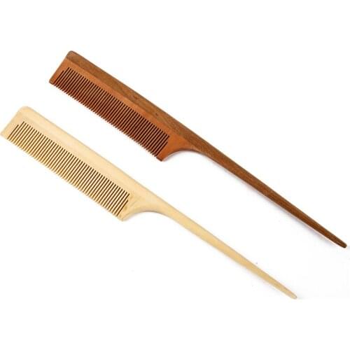 Anti-Static Natural Sandalwood Combs Portable Hair Salon Wood Comb Rat Tail Brush Hairdressing Styling Tool Hair Care Hair Comb