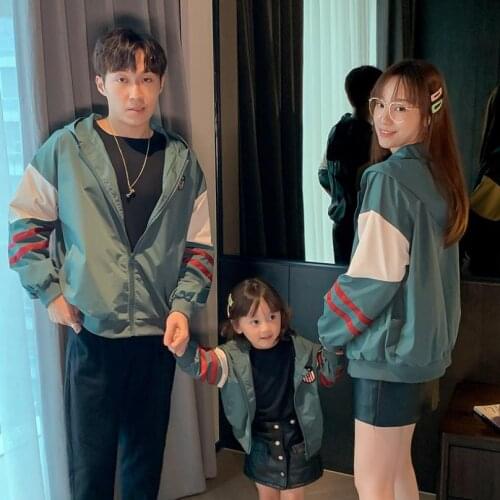 Parent-child Hoodies Baseball Clothing Autumn Coat Women 2021 New Mother-daughter and Father-son Jacket Outwear Plus Size A493