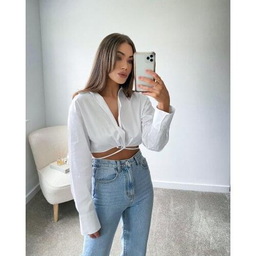 Zary Daisy2021 Han Fan Design V-neck bow with double lapels and short shirts