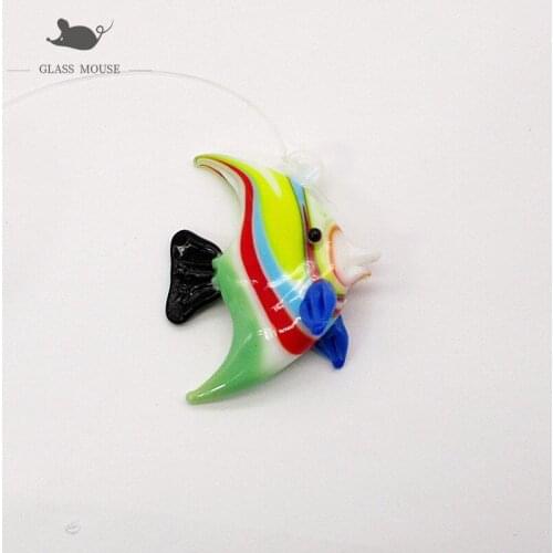 Handmade floating glass fish Figurine ornament Pendant Silk design Home Aquarium decor charm accessory Mini marine animal statue