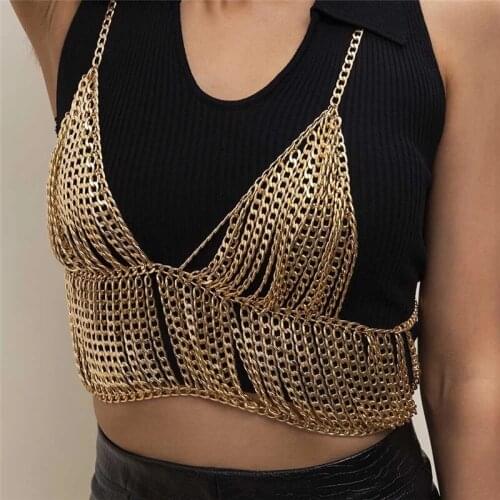 Sexy Girls Tassel Body Jewelry Gift Fashion Gold Silver Plated Multilayer Chest Chains Women Party Accessories Body Decoration