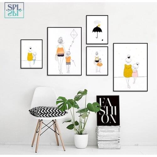 SPLSPL Cute Cartoon Summer Scenery Canvas Art Print Painting and Poster for Kids Room Decoration Wall Picture No Frame