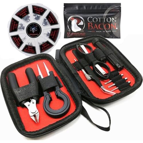 Vape DIY Tools Bag With Cigarette Organic Cotton Wire Coil Jig Winding Ceramic Tweezers Pliers for RDA E-Cigarette Accessorie