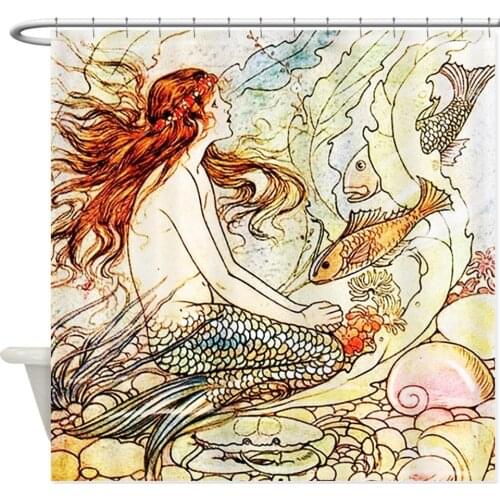 Vintage Mermaid Decorative Fabric Bathroom Polyester Shower Curtain