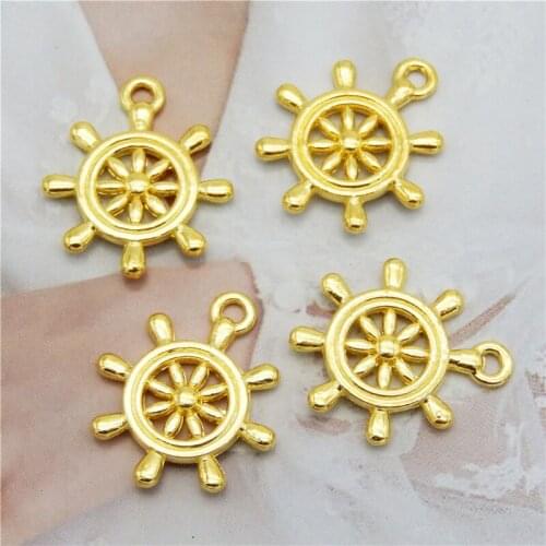 GraceAngie 20PCS Anchor 23*20mm Charms Alloy Dangle Earrings Bracelet Boat Rudder Jewelry Making Findings DIY supplies Keychain