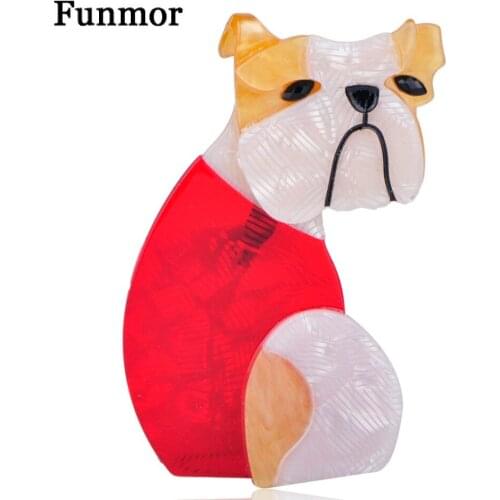 FUNMOR Vivid Acrylic Crystal Pug Dog Brooches Solid Handmade Animal Brooch Pins Women Kids Backpack Hat Accessories Scarf Buckle
