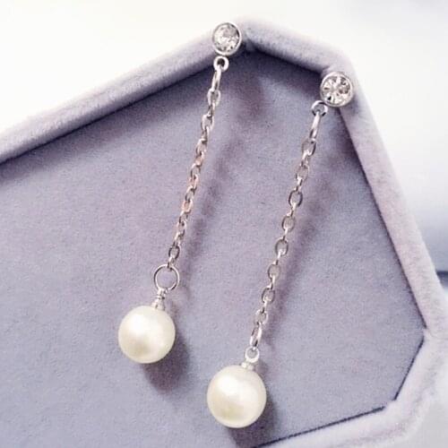 Hot fashion flash imitation pearl rhinestone tassel earrings long section of female temperament earring jewelry accessories