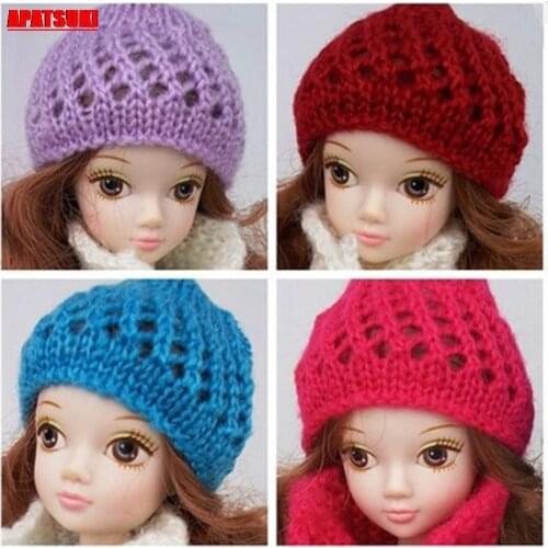 1pc Autumn Winter Female Hats Warm Outdoor Knit Woolen Beanies for Barbie Doll Hat Doll Accessories for Barbie Doll Kids Toys