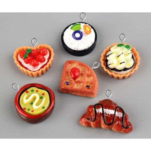 10pcs 23MM DIY resin Simulation sushi cake biscuit charms cabochon ornament craft pendants decoration jewelry making material